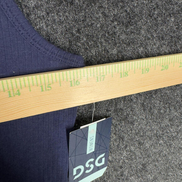 New DSD Cropped Top Women S Small Blue V-Neck Sleeveless Wide Strap Cotton - Picture 3 of 8